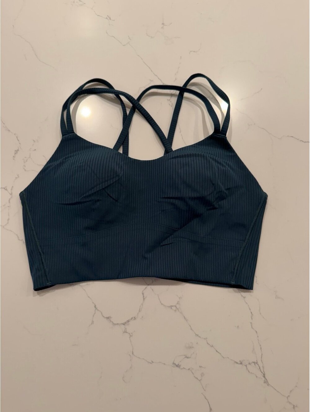 Lululemon Energy Bra Long Line Ribbed Dark Teal Size 6